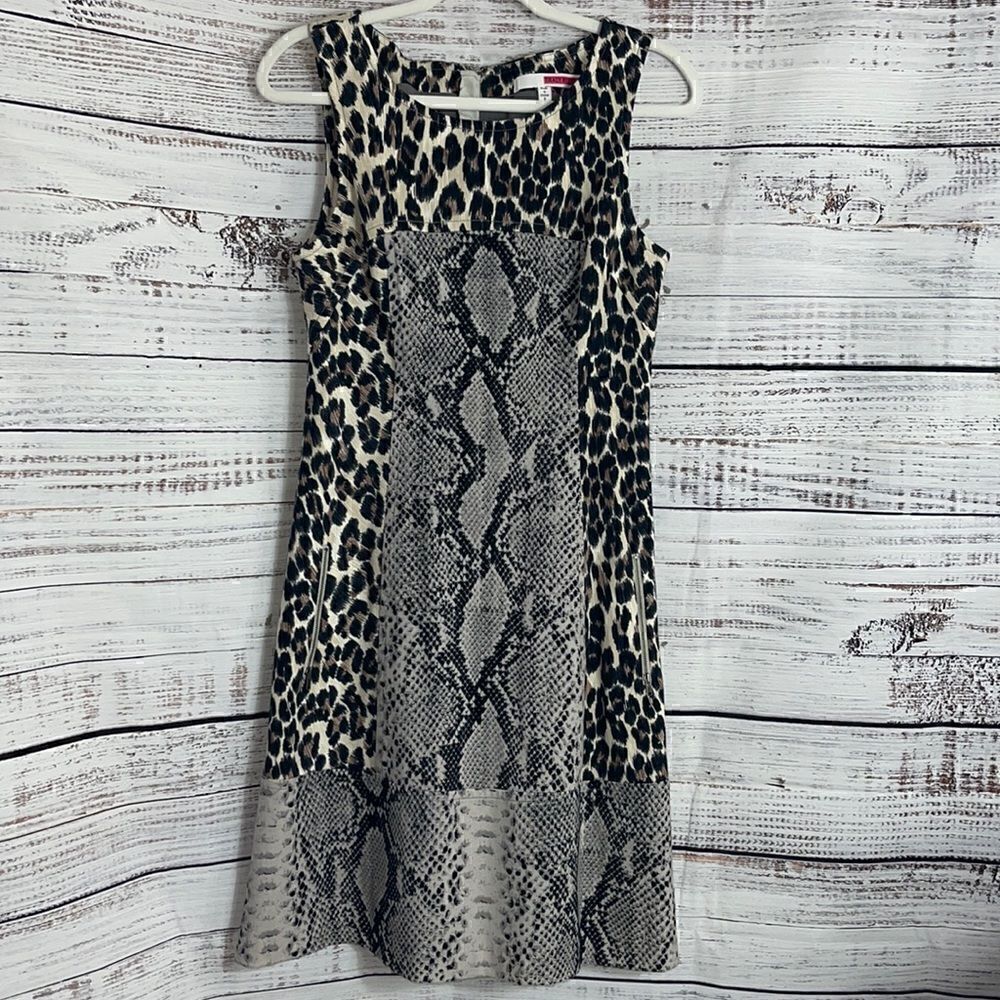 Tracy Reese Dress Womens Size 8 Sheath Mixed Animal Snake Print Mini Mob Wife